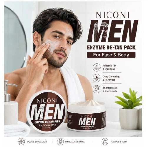 Niconi Men Enzyme De-Tan Pack For Face & Body