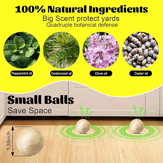 Rodent & Mice Repellent Balls for Longer Lasting Scent- Pack of 10