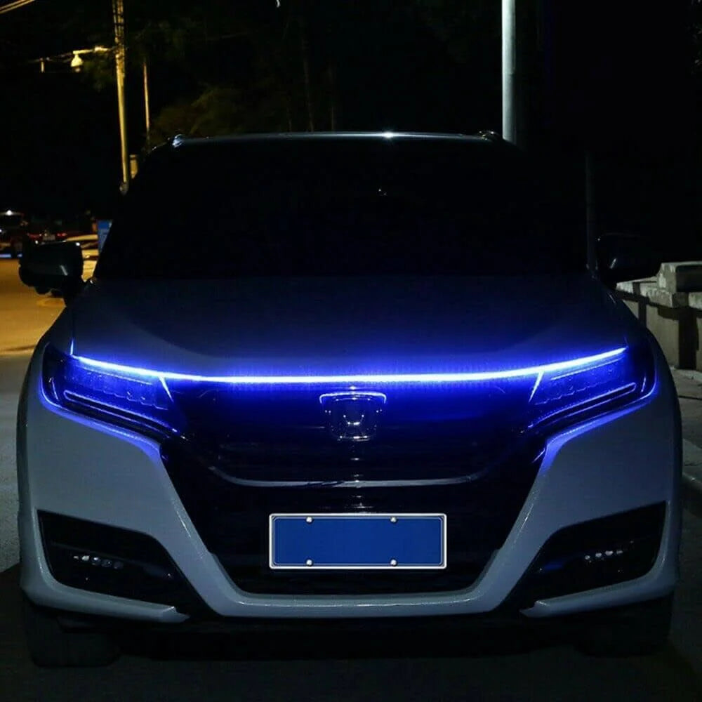 Universal Car Bonnet DRL LED Strip Blue – Waterproof Flexible Hood Light for All Cars
