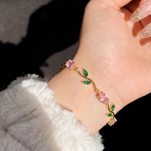 Luminous Gold Plated Crystal Tulip Bracelet