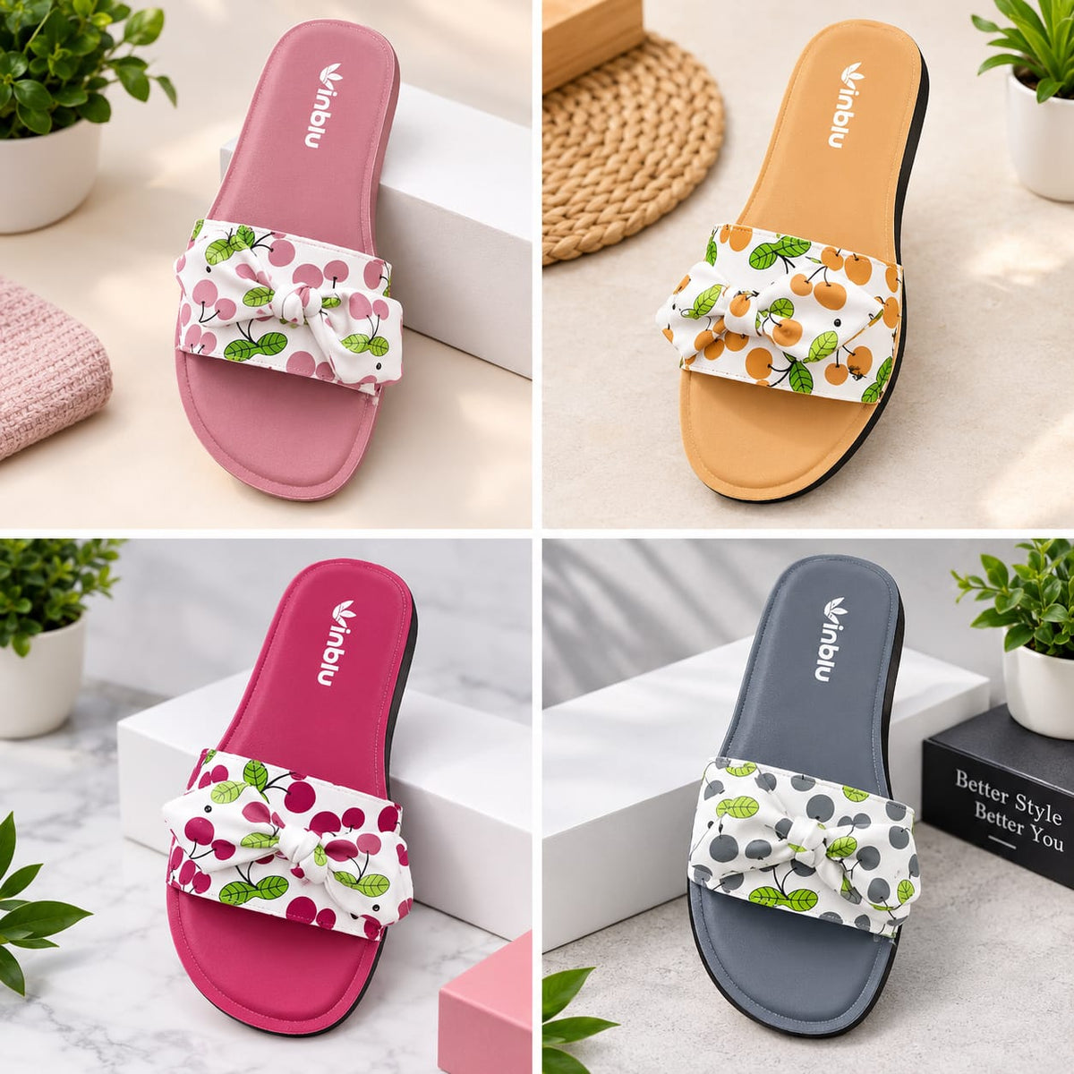 Premium Cherry Bow Slippers | Apna Favourite Color Chuno